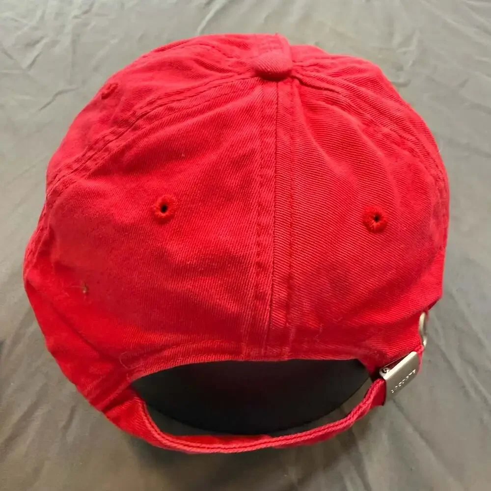 Lacoste RK4863 Red Small Croc Logo Cotton Dad Hat Cap Adjustable One Size